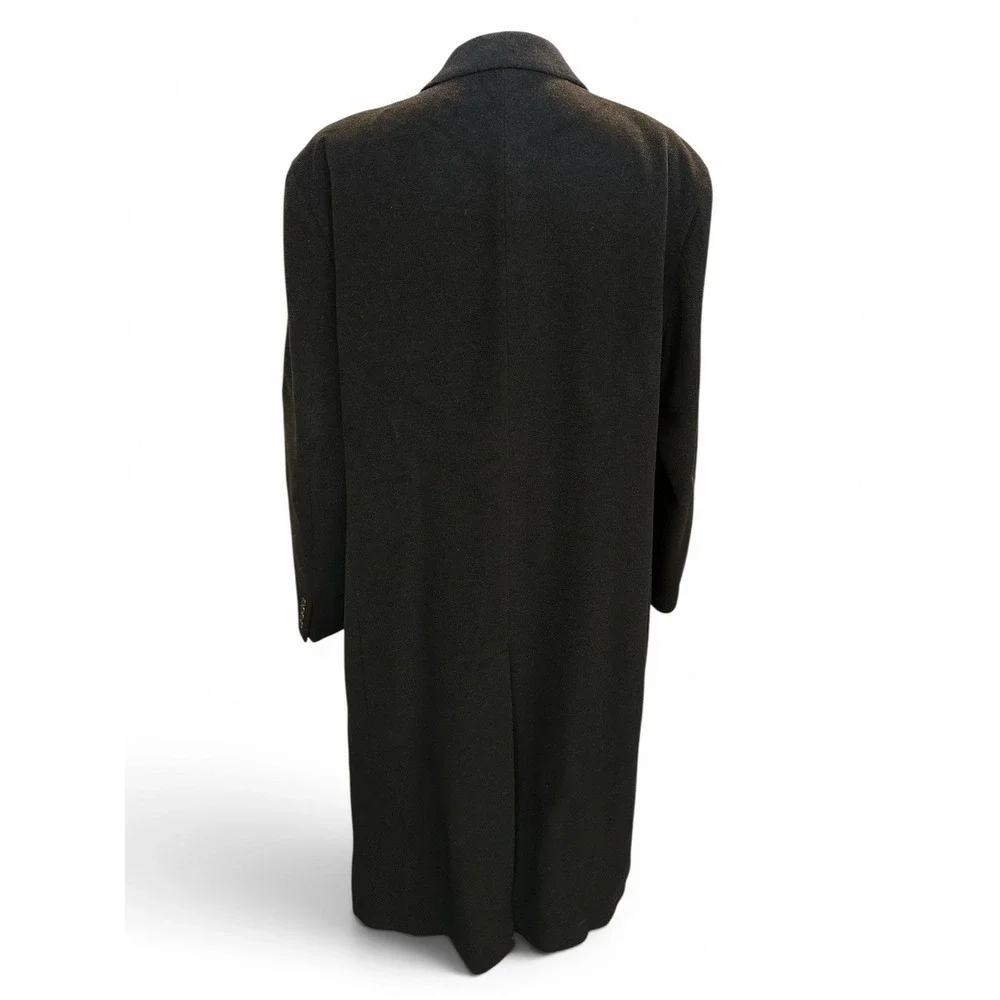 CHAPS Ralph Lauren Men's Cashmere Wool Overcoat Black L 46 Long 3 Button Italy